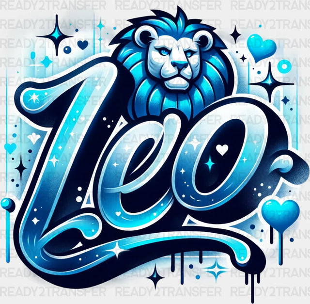 Leo Blue And Pink - Zodiacs & Horoscopes Dtf Transfer Adult Unisex S M (10’’) / Color Design