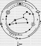 Leo Constellation Design - Zodiac Dtf Transfer Adult Unisex S & M (10’’) / Dark Color (See Imaging)