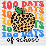 Leo Design Apple 100 Days Of School Dtf Transfer