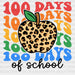 Leo Design Apple 100 Days Of School DTF Transfer ready2transfer Black