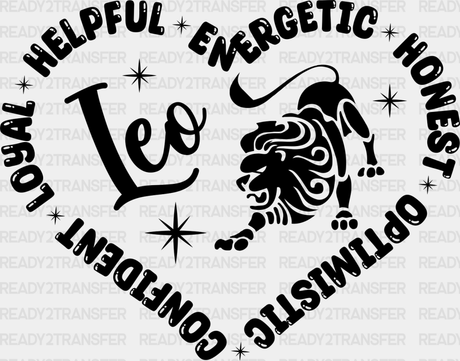 Leo Heart Design - Zodiacs & Horoscopes Dtf Heat Transfer Adult Unisex S M (10’’) / Dark Color