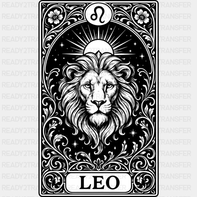 Leo Tarot Card - Zodiacs & Horoscopes DTF Transfers - Adult Unisex - S & M (10’’) / Dark Color Design (See Imaging)