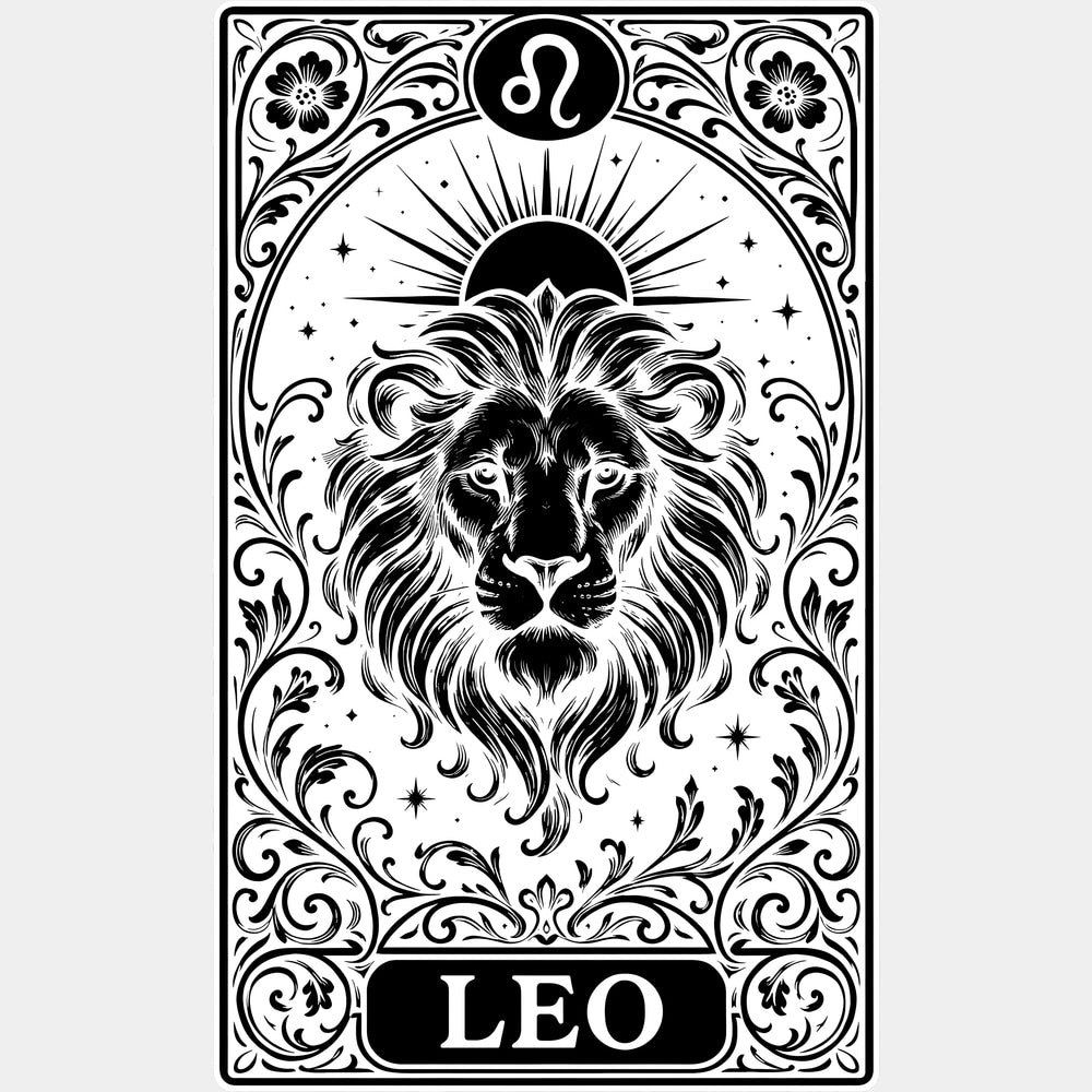 Leo Tarot Card - Zodiacs & Horoscopes DTF Transfers - Adult Unisex - S & M (10’’) / Light Color Design (See Imaging)