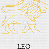 Leo Yellow Constellation - Zodiacs & Horoscopes DTF Transfers - Adult Unisex - S & M (10’’) / Dark Color Design (See