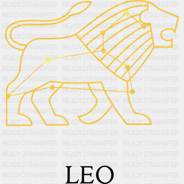 Leo Yellow Constellation - Zodiacs & Horoscopes DTF Transfers - Adult Unisex - S & M (10’’) / Dark Color Design (See
