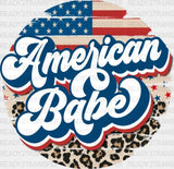 Leopard American Babe Dtf Heat Transfer Independence Day Design Fourth Of July