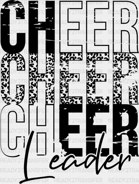 Leopard Cheer Leader Design - Cheerleader Dtf Heat Transfer Adult Unisex S & M (10’’) / Black