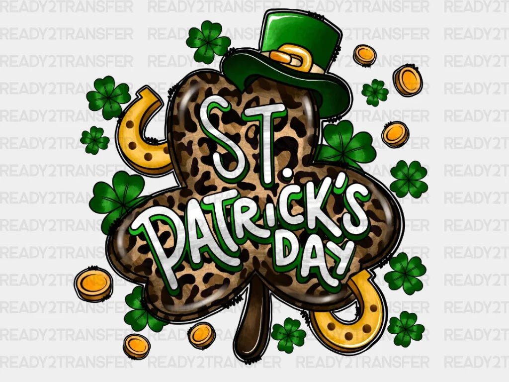 Leopard Clover St. Patrick’s Day Dtf Heat Transfer Saint Patricks Design St Paddys