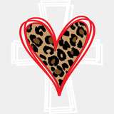 Leopard Heart Cross Easter Dtf Heat Transfer Design