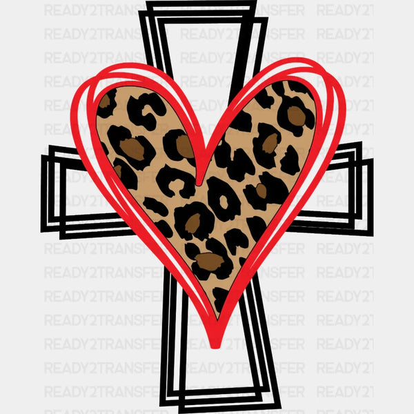 Leopard Heart Cross Easter DTF Heat Transfer, Easter Design