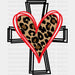 Leopard Heart Cross Easter DTF Heat Transfer, Easter Design ready2transfer Black