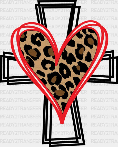 Leopard Heart Cross Easter Dtf Heat Transfer Design