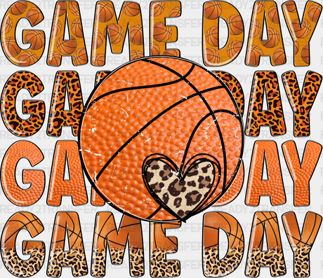 Leopard Heart Game Day Design - Basketball Dtf Heat Transfer