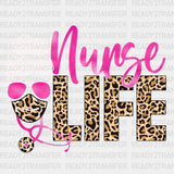 Leopard Nurse Life Dtf Heat Transfer Design Healthcare Workers