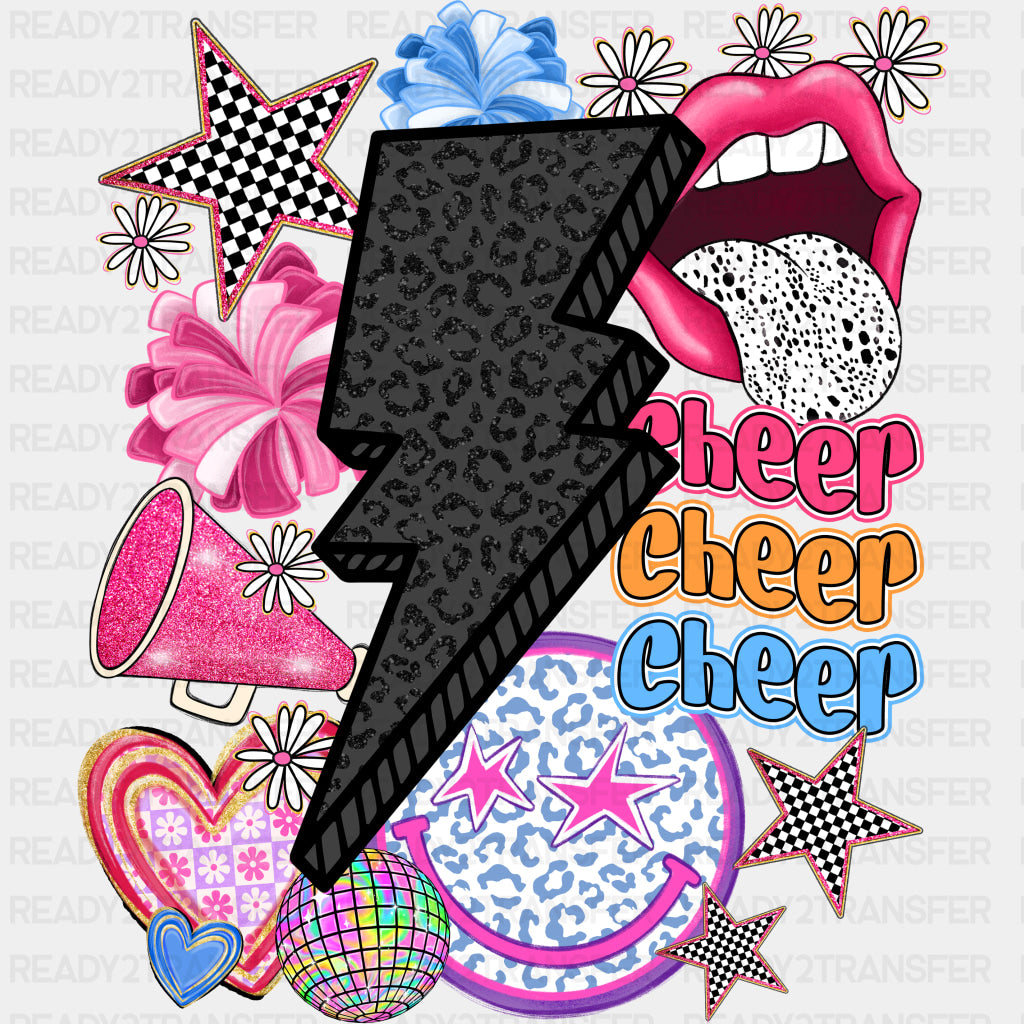 Leopard Print Lightning Bolt - Cheerleading DTF Transfers ready2transfer