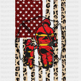 Leopard Print US Flag - Fire Department DTF Transfers ready2transfer Dark Color Design (See Imaging)