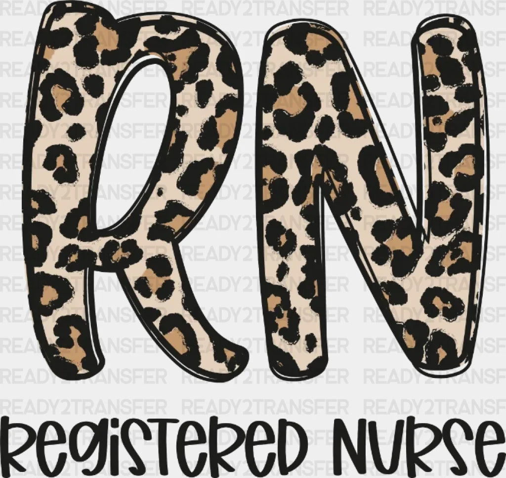 Leopard Registered Nurse Dtf Heat Transfer Design Healthcare Workers