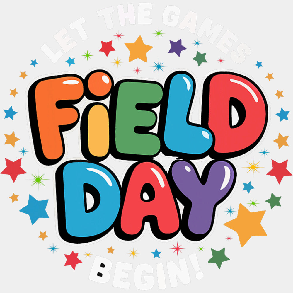 Let The Games Begin, Colorful Stars - Field Trip DTF Transfers ready2transfer Light Color Design (See Imaging)