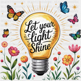 Let Your Light Shine, Light Bulb - Quotes DTF Transfers ready2transfer Dark Color Design (See Imaging)