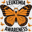 Leukemia Awareness Butterfly - Leukemia DTF Transfers - Adult Unisex - S & M (10’’) / Dark Color Design (See Imaging)