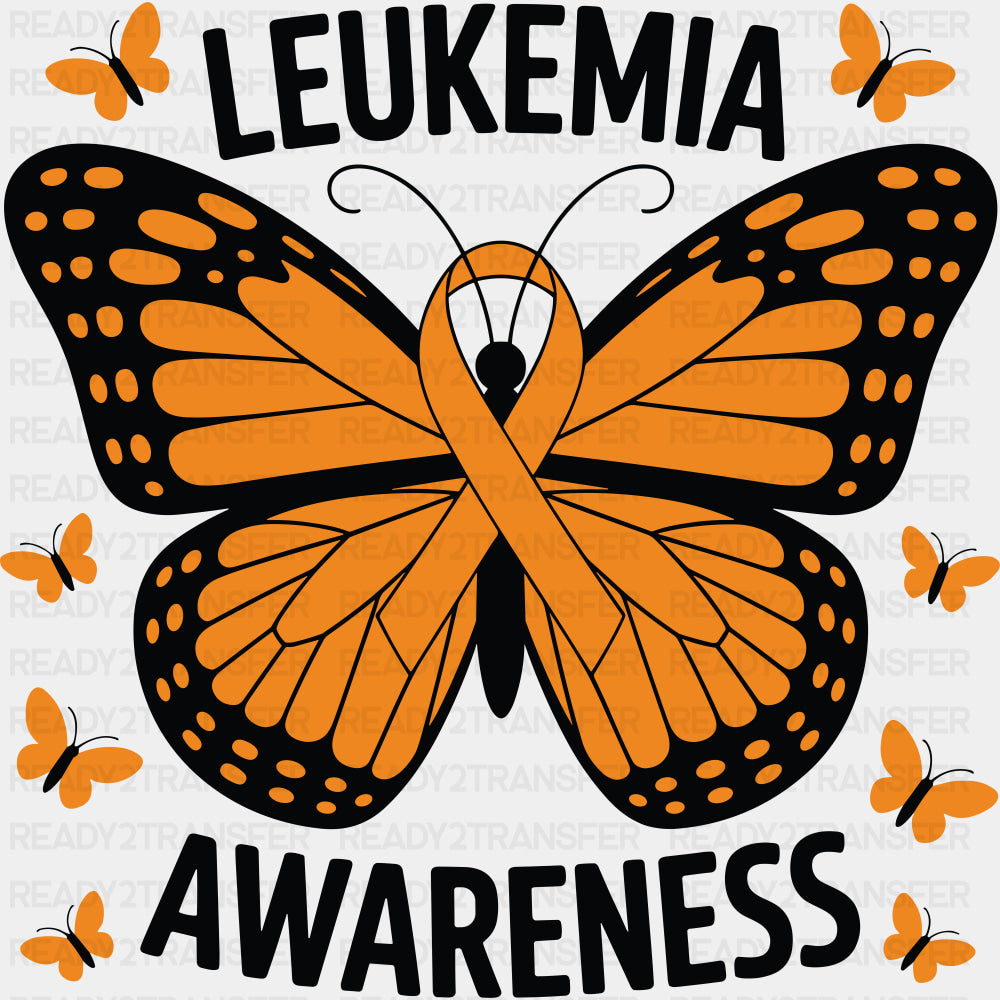 Leukemia Awareness Butterfly - Leukemia DTF Transfers - Adult Unisex - S & M (10’’) / Dark Color Design (See Imaging)
