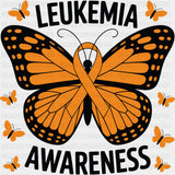 Leukemia Awareness Butterfly - Leukemia DTF Transfers - Adult Unisex - S & M (10’’) / Dark Color Design (See Imaging)