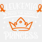 Leukemia Picked The Wrong Princess - Leukemia DTF Transfers - Adult Unisex - S & M (10’’) / Light Color Design (See