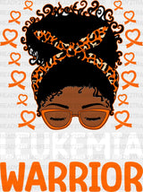 Leukemia Warrior Orange Design - Dtf Heat Transfer Adult Unisex S & M (10’’) / Light Color (See
