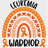 Leukemia Warrior Rainbow - Leukemia DTF Transfers - Adult Unisex - S & M (10’’) / Dark Color Design (See Imaging)