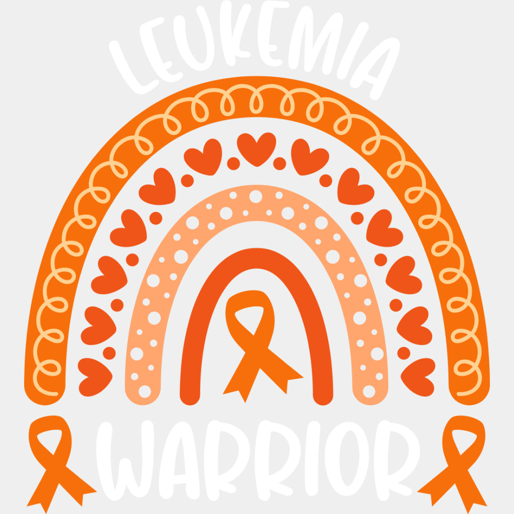 Leukemia Warrior Rainbow - Leukemia DTF Transfers - Adult Unisex - S & M (10’’) / Light Color Design (See Imaging)