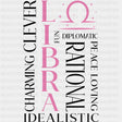 Libra Qualities Pink - Zodiacs & Horoscopes DTF Transfers - Adult Unisex - S & M (10’’) / Dark Color Design (See