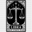 Libra Tarot Card - Zodiacs & Horoscopes DTF Transfers - Adult Unisex - S & M (10’’) / Dark Color Design (See Imaging)