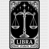 Libra Tarot Card - Zodiacs & Horoscopes DTF Transfers - Adult Unisex - S & M (10’’) / Dark Color Design (See Imaging)