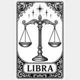 Libra Tarot Card - Zodiacs & Horoscopes DTF Transfers - Adult Unisex - S & M (10’’) / Light Color Design (See Imaging)