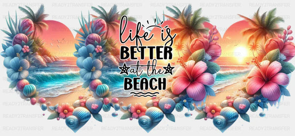 Life Is Better At The Beach Hearts - Summer Cup Wrap UV Sticker Permanent UV DTF Decal