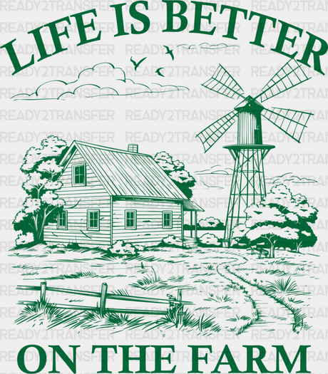 Life Is Better On The Farm - Farmer Dtf Transfer Adult Unisex S & M (10’’) / Green Color Design