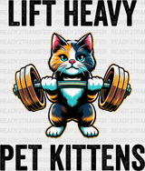 Lift Heavy Pet Kittens - Gym Dtf Heat Transfer Adult Unisex S & M (10’’) / Black