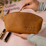 Custom Engraved Leather Makeup Bag for Women