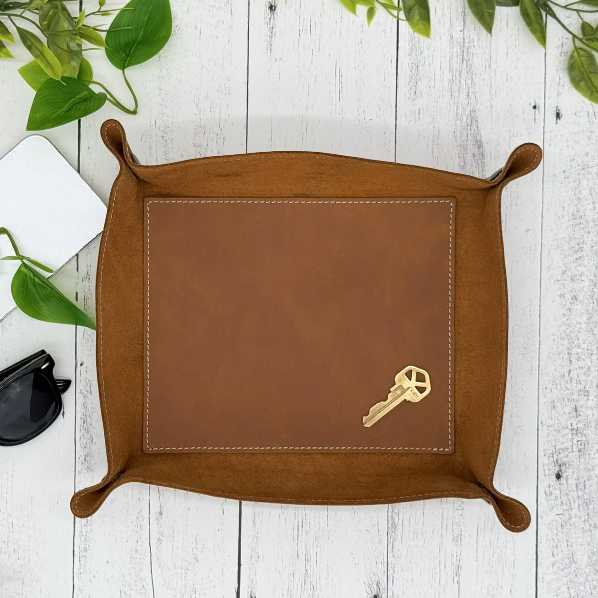 Custom Engraved Leather Tray