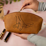 Custom Engraved Leather Makeup Bag for Women