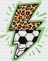 Lightning Half Soccer Ball Leopard Design - Dtf Heat Transfer