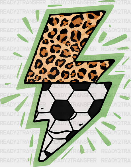 Lightning Half Soccer Ball Leopard Design - Dtf Heat Transfer