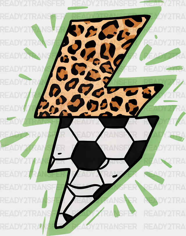 Lightning Half Soccer Ball Leopard Design - Dtf Heat Transfer