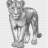 Lioness B&W - Animals DTF Transfers - Adult Unisex - S & M (10’’) / Dark Color Design (See Imaging)