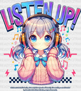 Listen Up - Anime Dtf Heat Transfer