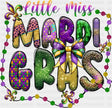 Little Miss Mardi Gras Gemstones - Mardi Gras DTF Transfer Adult Unisex - S & M (10’’) / Dark Color Design (See Imaging)
