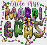 Little Miss Mardi Gras Gemstones - Mardi Gras DTF Transfer Adult Unisex - S & M (10’’) / Dark Color Design (See Imaging)