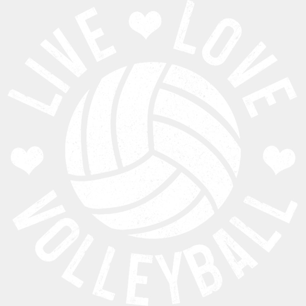 Live Love Volleyball B&W Hearts - Volleyball DTF Transfers ready2transfer Light Color Design (See Imaging)