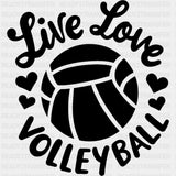 Live Love Volleyball - Volleyball DTF Transfers ready2transfer Dark Color Design (See Imaging)
