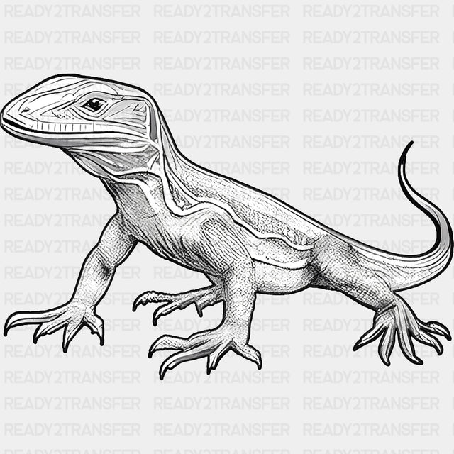 Lizard B&W - Animals DTF Transfers - Adult Unisex - S & M (10’’) / Dark Color Design (See Imaging)